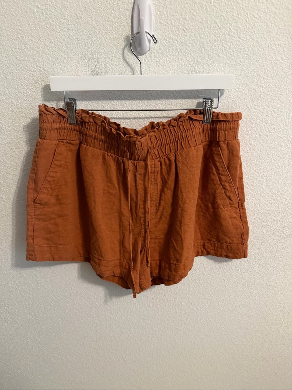 a new day Rust Orange High-Waist Paperbag Shorts